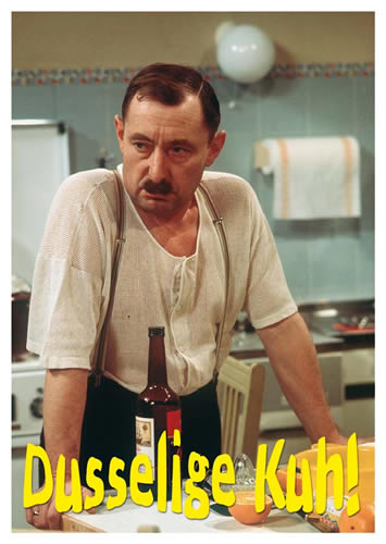 Postkarte: "Dusselige Kuh!"