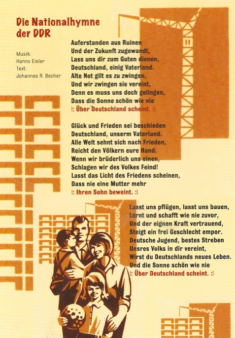 Postkarte"Nationalhymne der DDR"