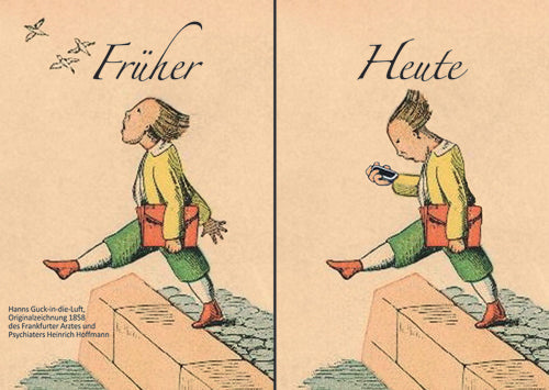Postkarte: "Früher / Heute "