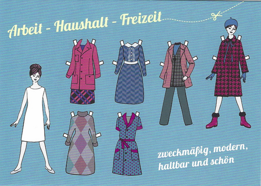 Postkarte "Arbeit-Hauhalt-Freizeit"