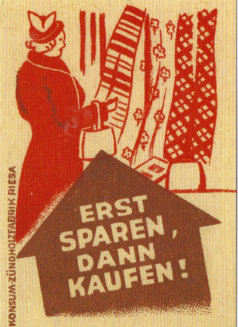 Postkarte"Erst sparen dann kaufen"